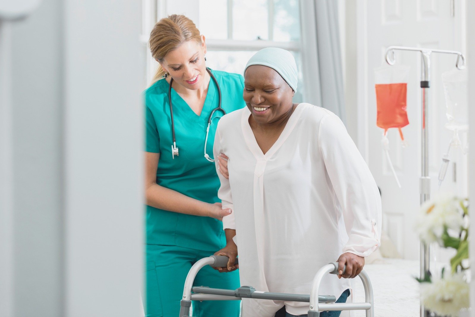 Patient transitioning from hospital discharge to skilled nursing care at home